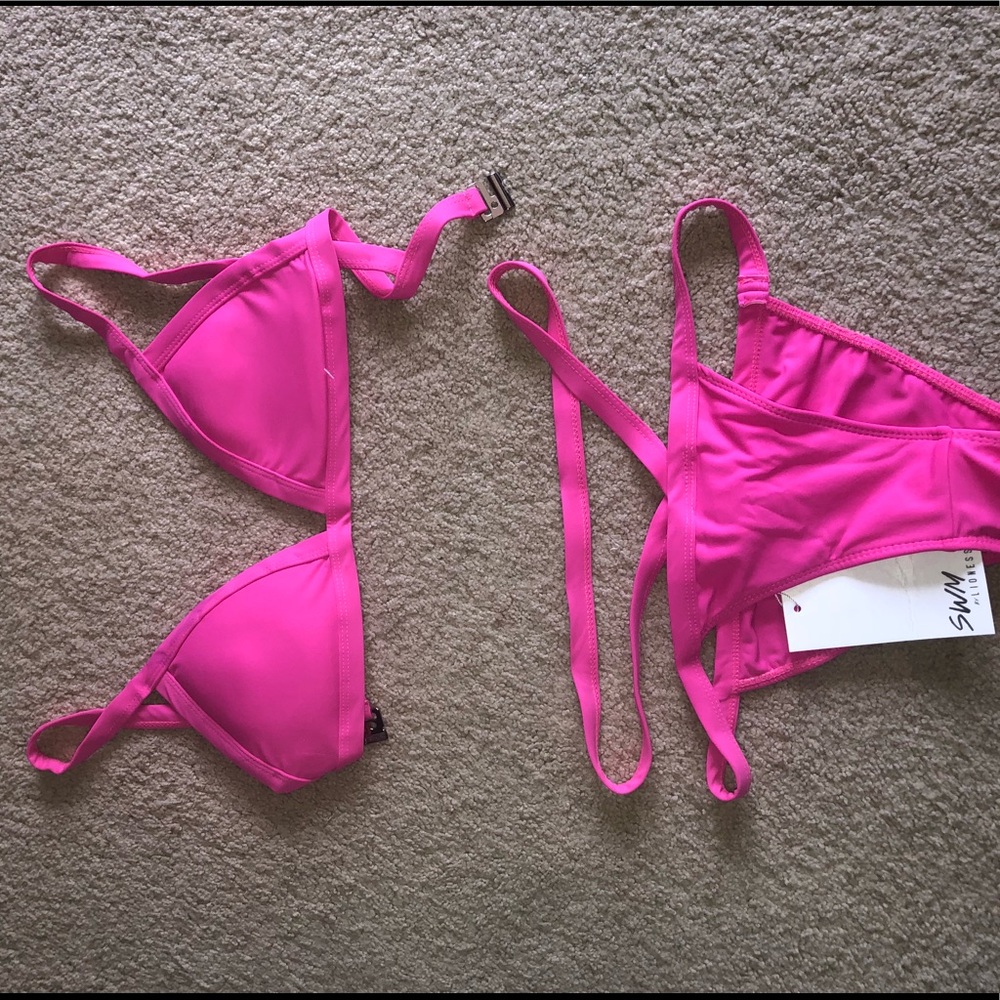 hot pink bikini strappy bottoms